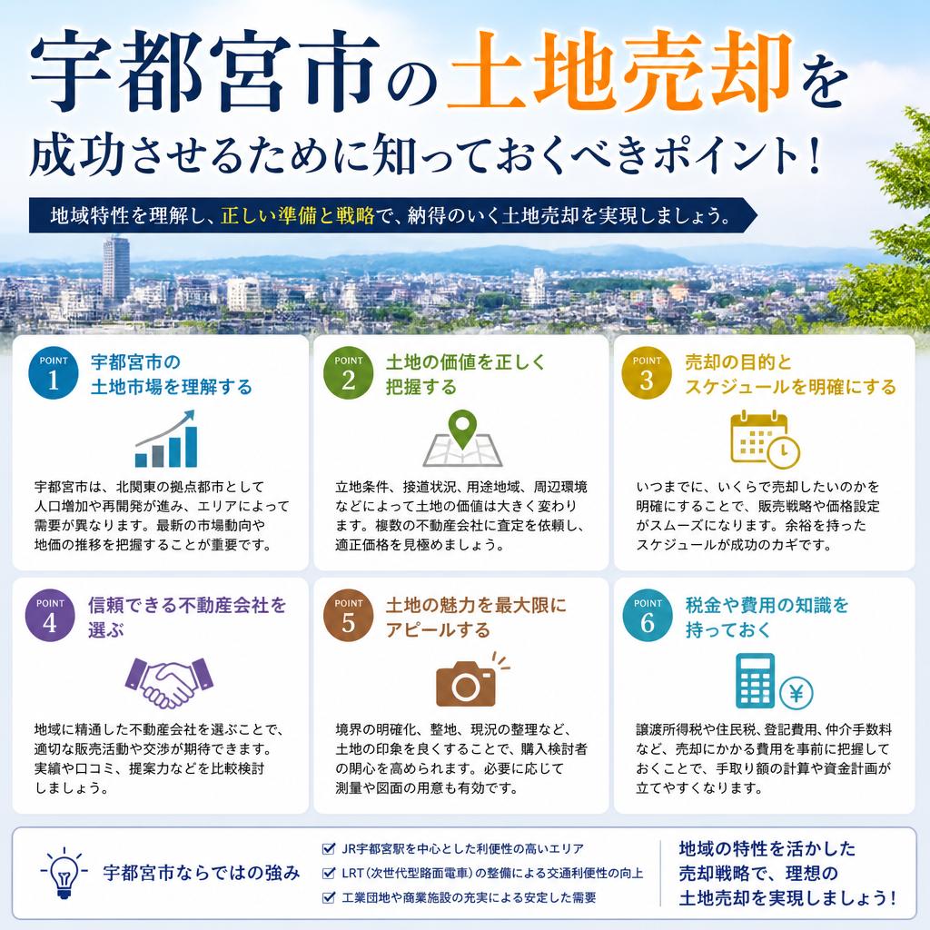 【ライト不動産】宇都宮市の土地売却を成功させるために知っておくべきポイントと注意点をご紹介！