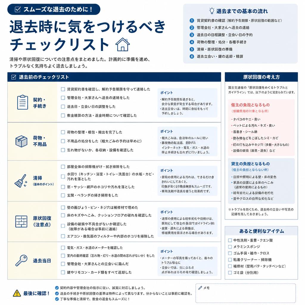 退去時の注意点とチェックリスト