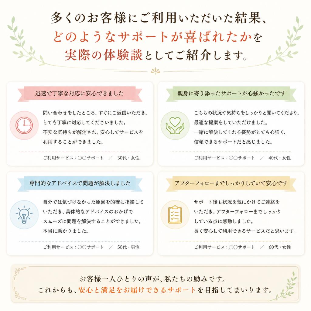 実際のお客様の声
