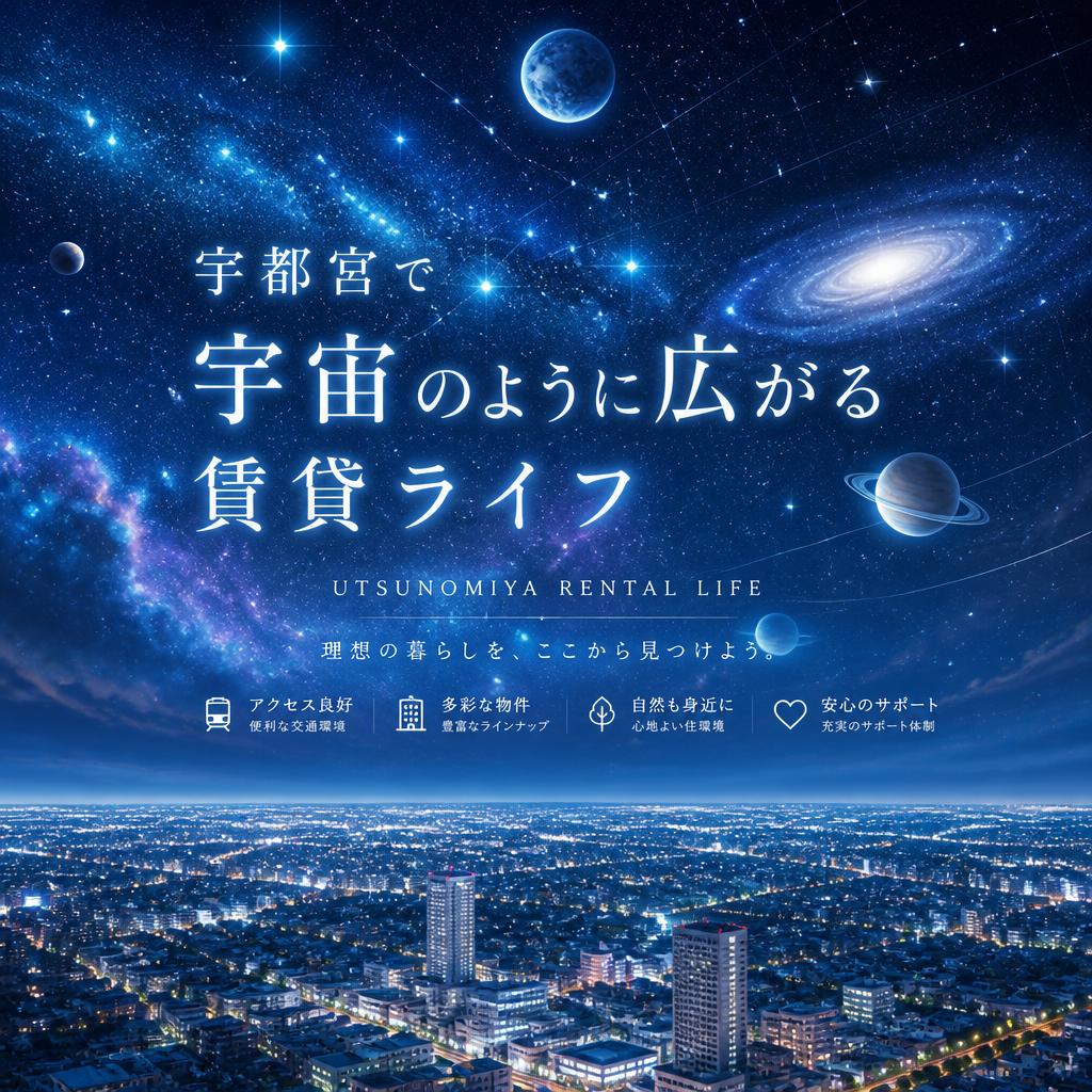 【ライト不動産】宇都宮で宇宙のように広がる賃貸ライフ！お部屋探しならお任せください！