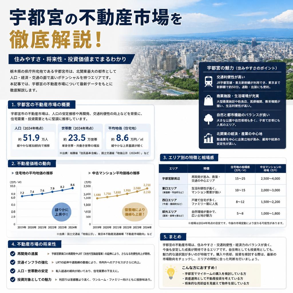 【無料査定】宇都宮の不動産市場を徹底解説！売買も賃貸もライト不動産にお任せください！